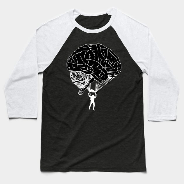education parachute jump brain Baseball T-Shirt by ShirtyLife